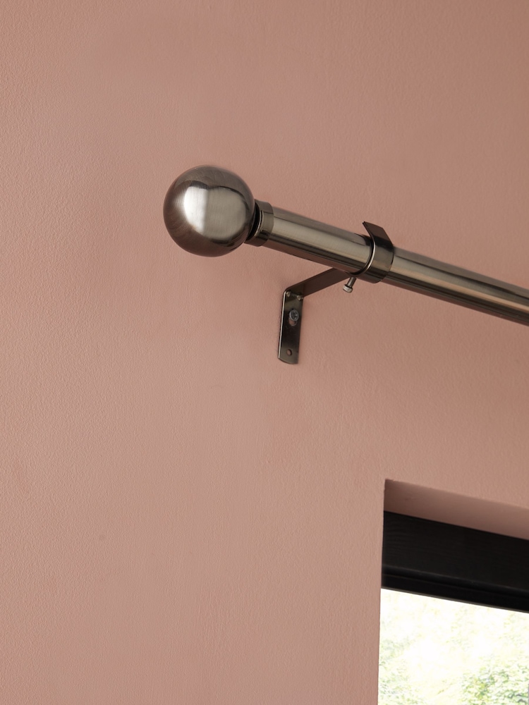 Pewter Grey Ball Finial Extendable Curtain 28mm Pole Kit - Image 2 of 7