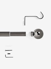 Pewter Grey Ball Finial Extendable Curtain 28mm Pole Kit - Image 6 of 7