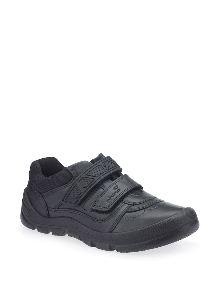Start-Rite Rhino Warrior Riptape Black Leather School Shoes - Image 2 of 4