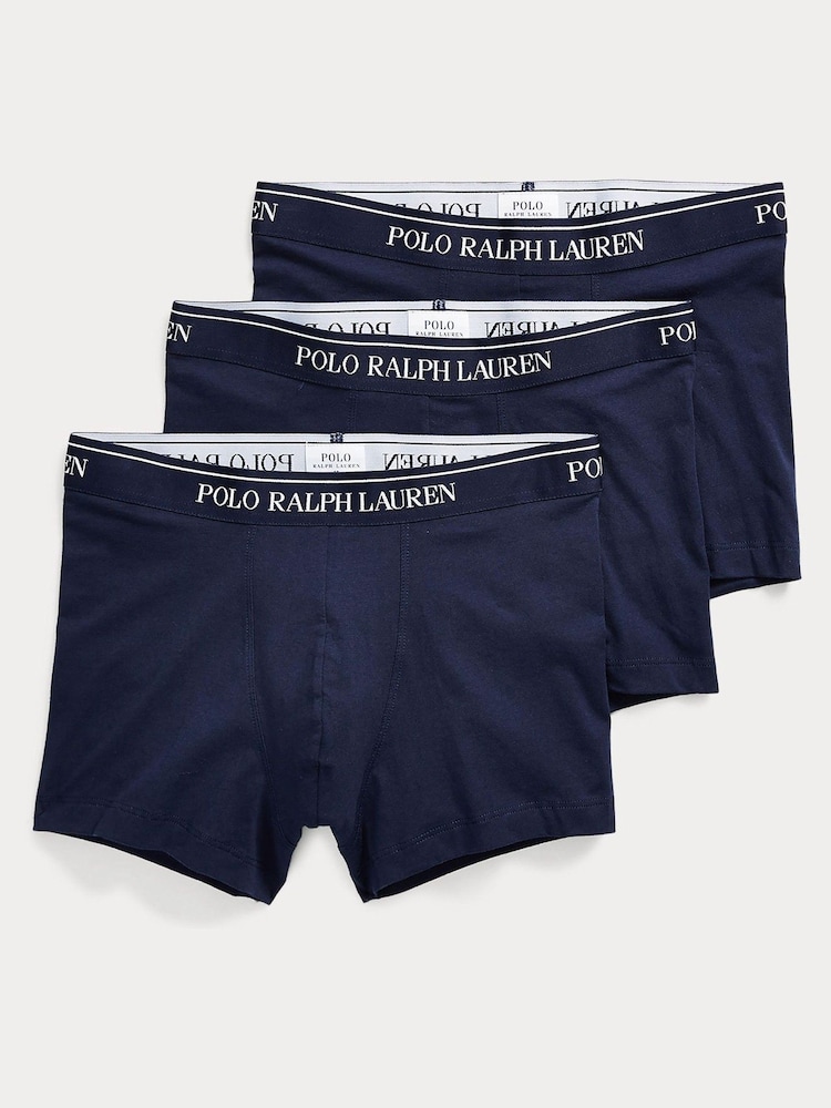 Polo Ralph Lauren Navy Plain Stretch Cotton Boxers 3 Pack - Image 1 of 2