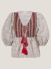 Monsoon Cream Laila Embellished Print Blouse - Image 1 of 1