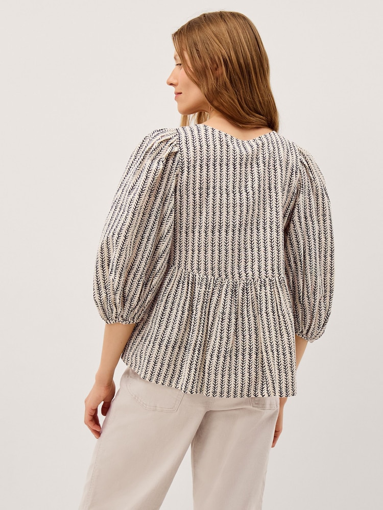 Monsoon Cream Laila Embellished Print Blouse - Image 2 of 6 Monsoon Cream Laila Embellished Print Blouse - Image 2 of 6