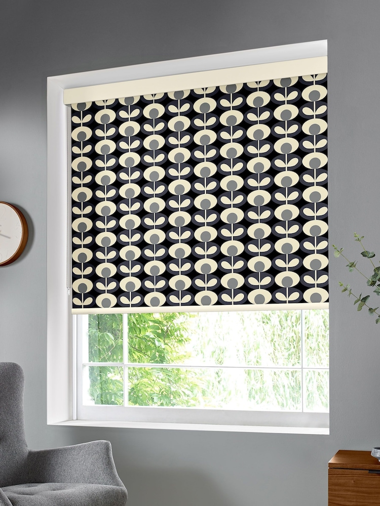 Orla Kiely Grey Oval Flower Made To Measure Roller Blind - Image 2 of 3