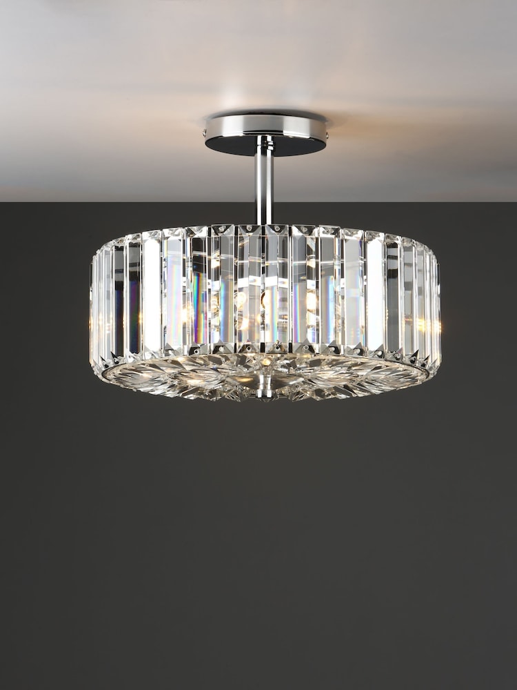 Laura Ashley Chrome Fernhurst Semi Flush Flush Ceiling Fitting Ceiling Light - Image 1 of 5