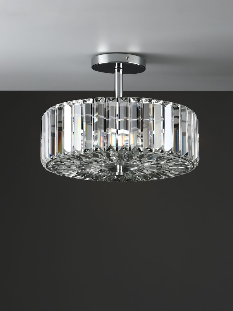 Laura Ashley Chrome Fernhurst Semi Flush Flush Ceiling Fitting Ceiling Light - Image 2 of 5