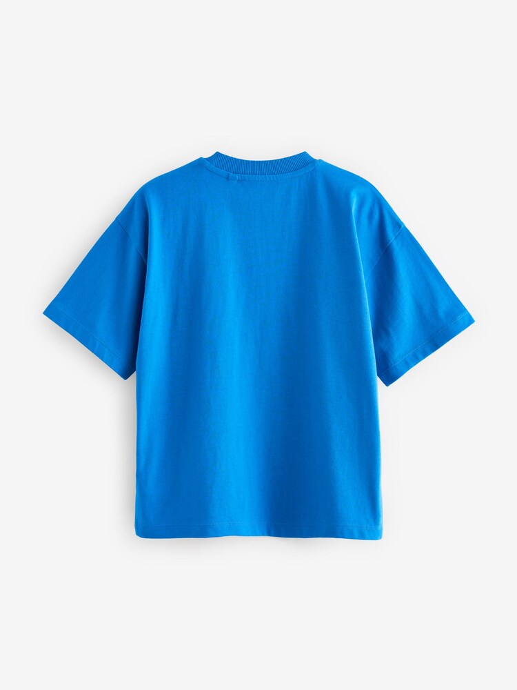 Bright Blue Skating Dino Relaxed Fit Short Sleeve Graphic 100% Cotton T-Shirt (3-16yrs) - Image 2 of 3