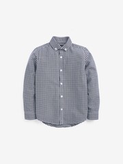 Navy Blue Gingham Plain Long Sleeve Oxford Shirt (3-16yrs) - Image 1 of 3