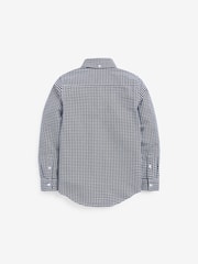 Navy Blue Gingham Plain Long Sleeve Oxford Shirt (3-16yrs) - Image 2 of 3