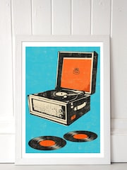 East End Prints White Record Player Print - Image 1 of 4