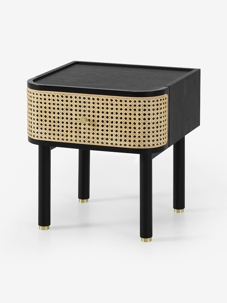 MADE.COM Black Stain Oak and Rattan Ankhara Bedside - Image 1 of 3