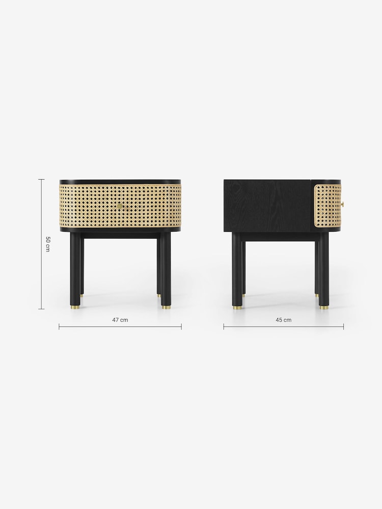 MADE.COM Black Stain Oak and Rattan Ankhara Bedside - Image 3 of 3