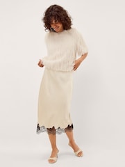 Monsoon Cream Tori Short Sleeve Fringe Top - Image 8 of 10