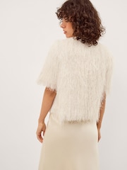 Monsoon Cream Tori Short Sleeve Fringe Top - Image 9 of 10