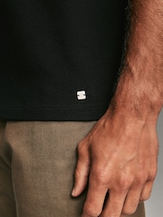 Black Gold Tipped Short Sleeve Textured Quarter Zip Polo Shirts - Image 4 of 7