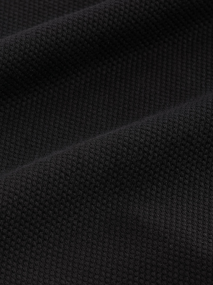Black Gold Tipped Short Sleeve Textured Quarter Zip Polo Shirts - Image 7 of 7
