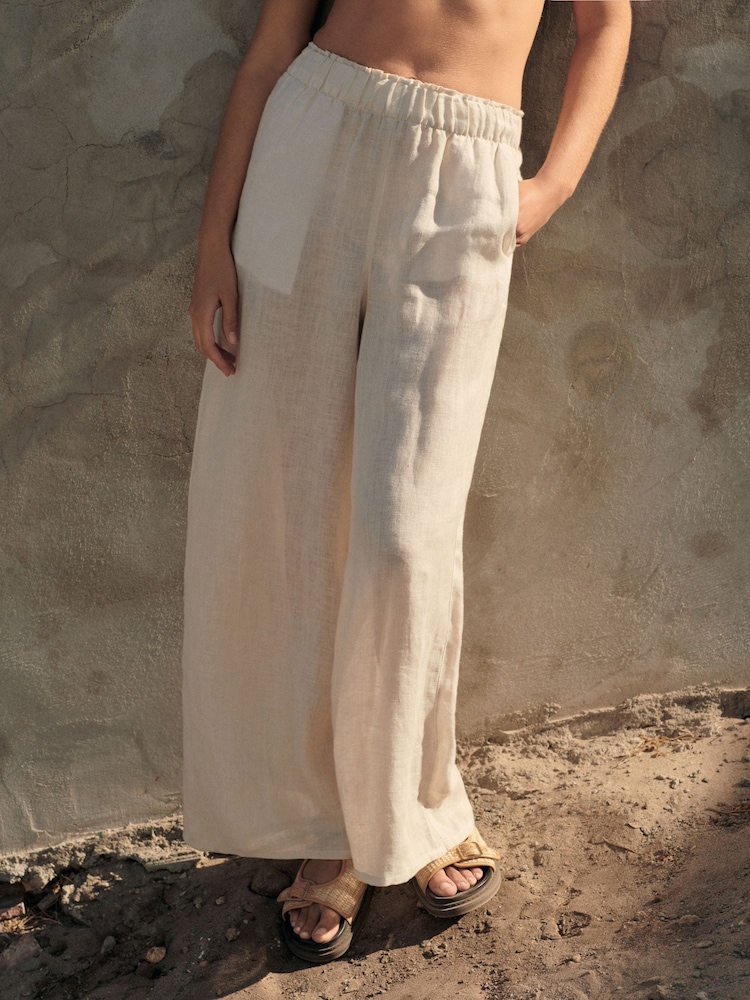 Natur - Premium Hose aus 100 % Leinen mit weitem Bein - Image 5 of 9