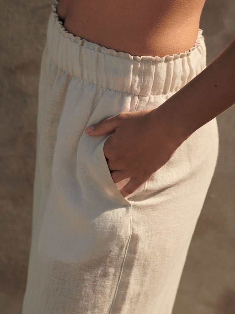 Natur - Premium Hose aus 100 % Leinen mit weitem Bein - Image 7 of 9