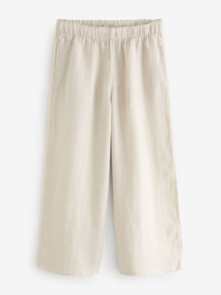 Natural 100% Linen Premium Wide Leg Trousers - Image 8 of 8