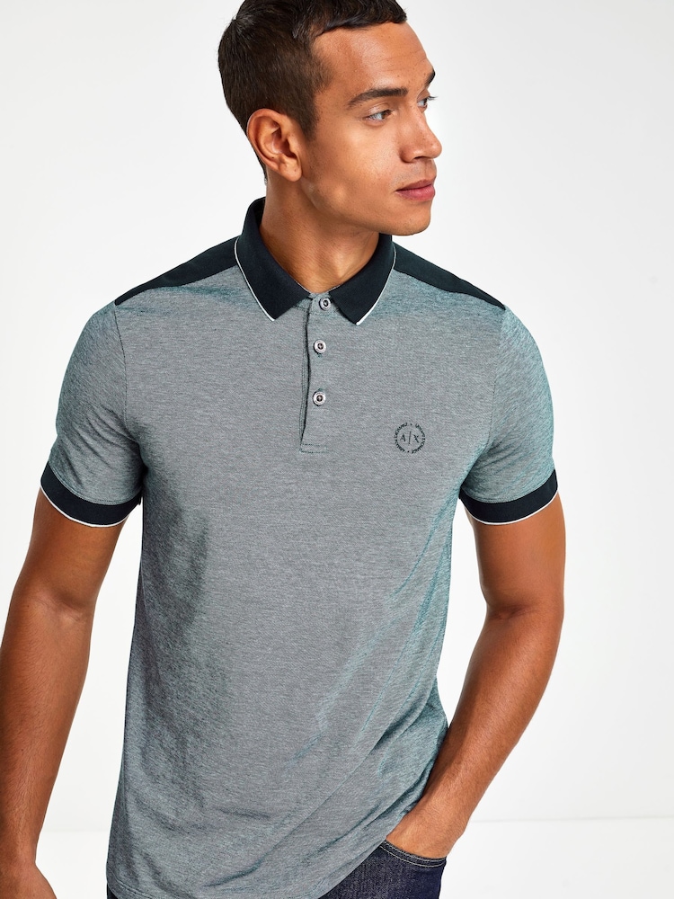 Armani Exchange 100% Cotton Contrast Polo Shirt - Image 1 of 4