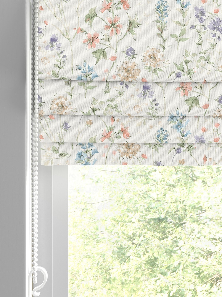 Laura Ashley Chalk Pink Wild Meadow Made to Measure 100% Cotton Roman Blinds - Image 2 of 5