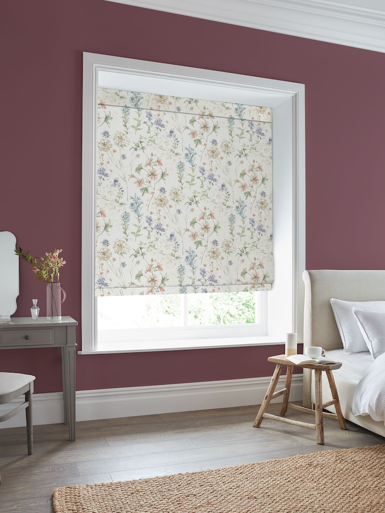 Laura Ashley Chalk Pink Wild Meadow Made to Measure 100% Cotton Roman Blinds - Image 5 of 5