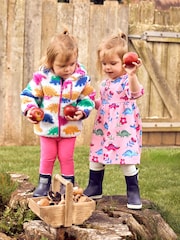 JoJo Maman Bébé Pink Girls' Dino Button Front Sweat Dress - Image 1 of 6