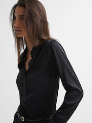 Reiss Black Sofia Silk Shirt - Image 1 of 5