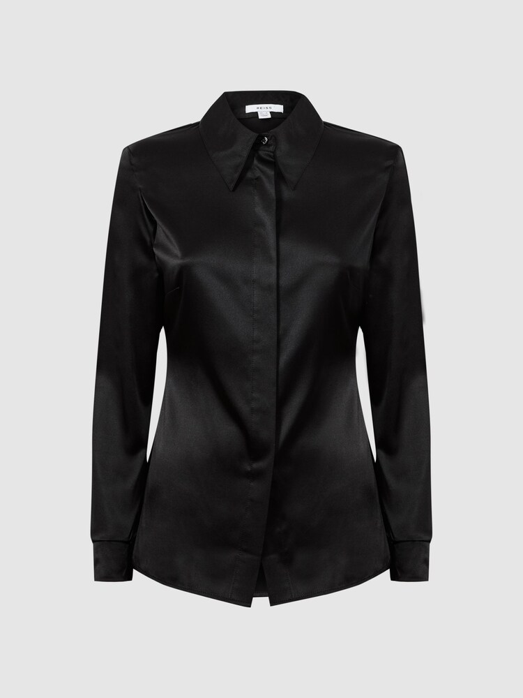 Reiss Black Sofia Silk Shirt - Image 2 of 5