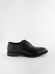 Black Standard Fit Leather Oxford Toecap Shoes - Image 2 of 7
