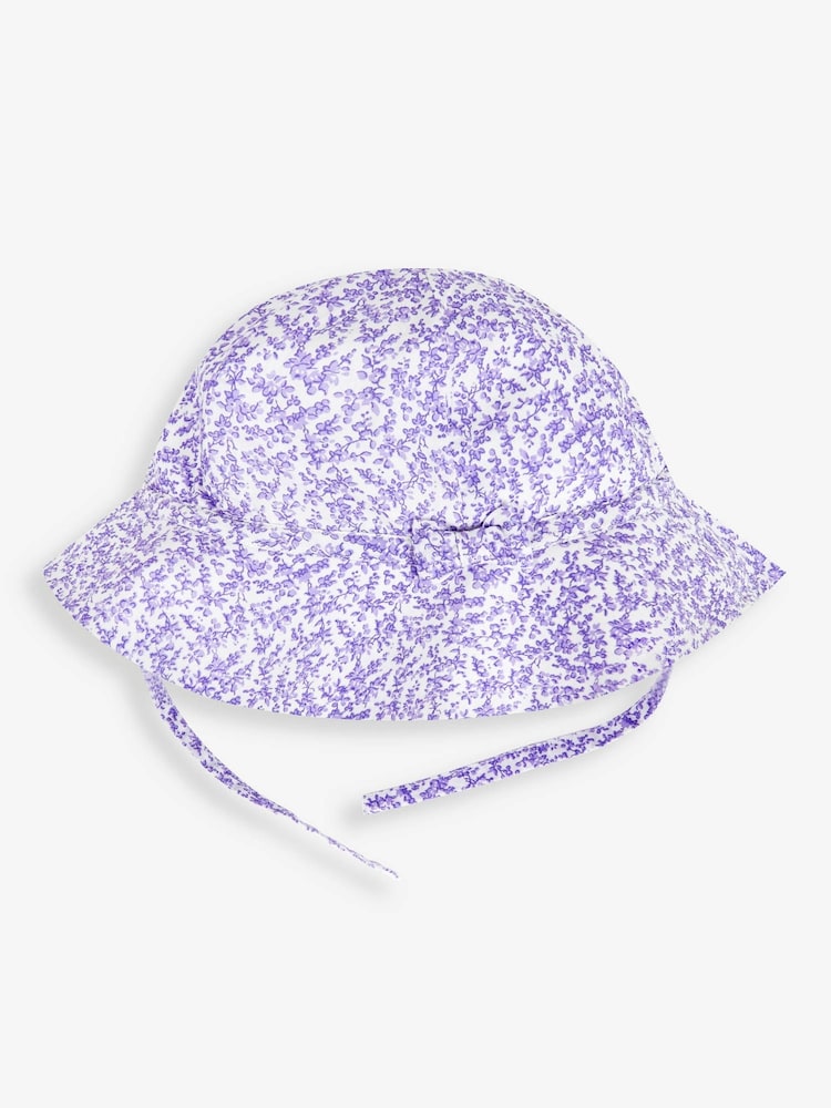 JoJo Maman Bébé Lilac Bud Floral Print Floppy Sun Hat - Image 1 of 2