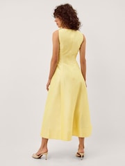 Monsoon Yellow Phoebe Sleeveless Appliqué Midi Dress - Image 2 of 5