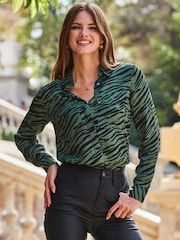 Sosandar Green Zebra Print Shirt - Image 4 of 5