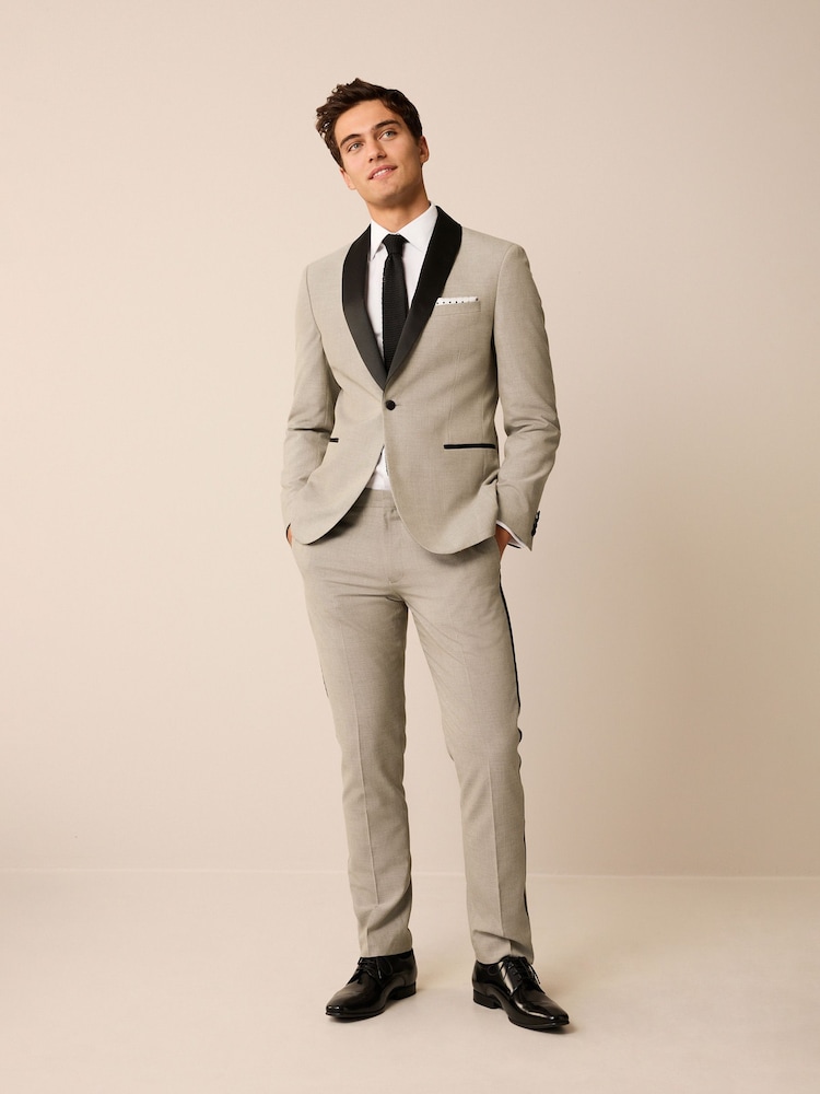 Stone Natural Slim Tuxedo Suit Jacket - Image 2 of 11