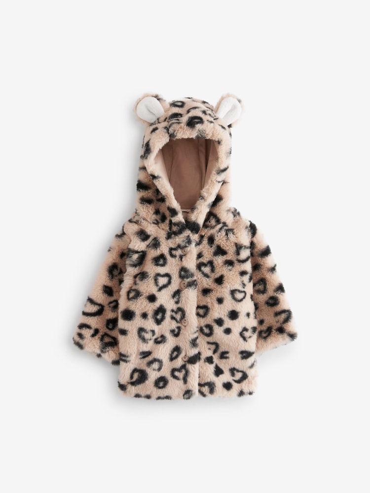 Braun/Schwarz mit Leopardenmuster - Kuschelige Babyjacke mit Kapuze und Knöpfen (0 Monate–2 Jahre) - Bild 1 von 4 Braun/Schwarz mit Leopardenmuster - Kuschelige Babyjacke mit Kapuze und Knöpfen (0 Monate–2 Jahre) - Bild 1 von 4