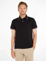 Tommy Hilfiger Black Tipped Slim Polo Shirt - Image 1 of 3