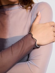 Grey Ombre Long Sleeve Mesh Top - Image 4 of 6