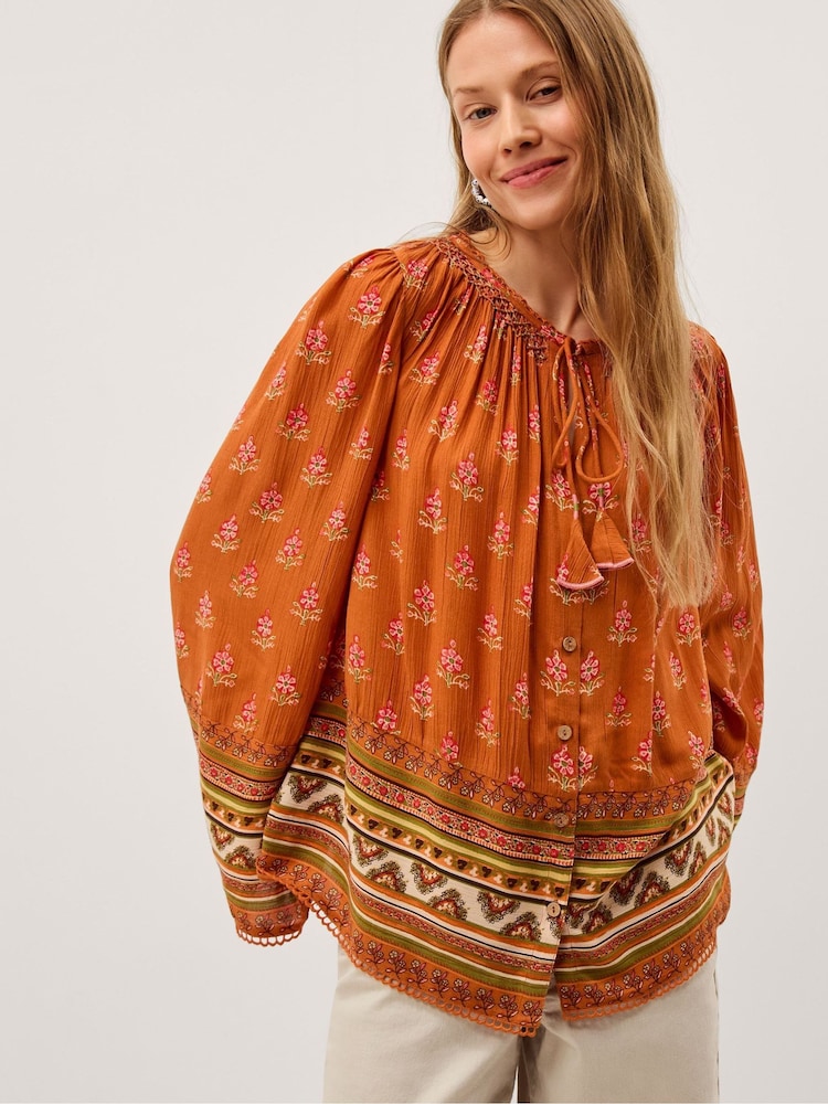 Monsoon Orange Amaya Floral Print Blouse - Image 1 of 5 Monsoon Orange Amaya Floral Print Blouse - Image 1 of 5