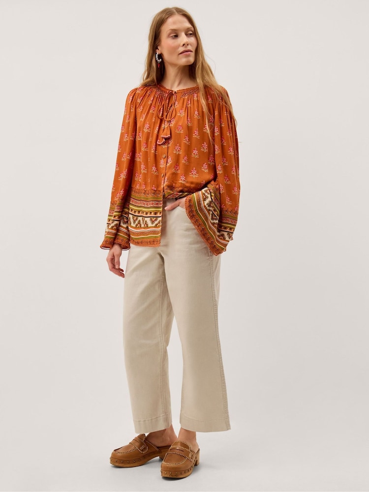 Monsoon Orange Amaya Floral Print Blouse - Image 2 of 5 Monsoon Orange Amaya Floral Print Blouse - Image 2 of 5