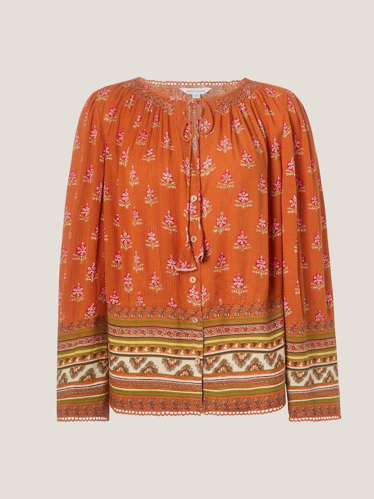 Monsoon Orange Amaya Floral Print Blouse - Image 5 of 5 Monsoon Orange Amaya Floral Print Blouse - Image 5 of 5