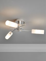 Chrome Seville 3 Light Flush Fitting Ceiling Light - Image 1 of 7