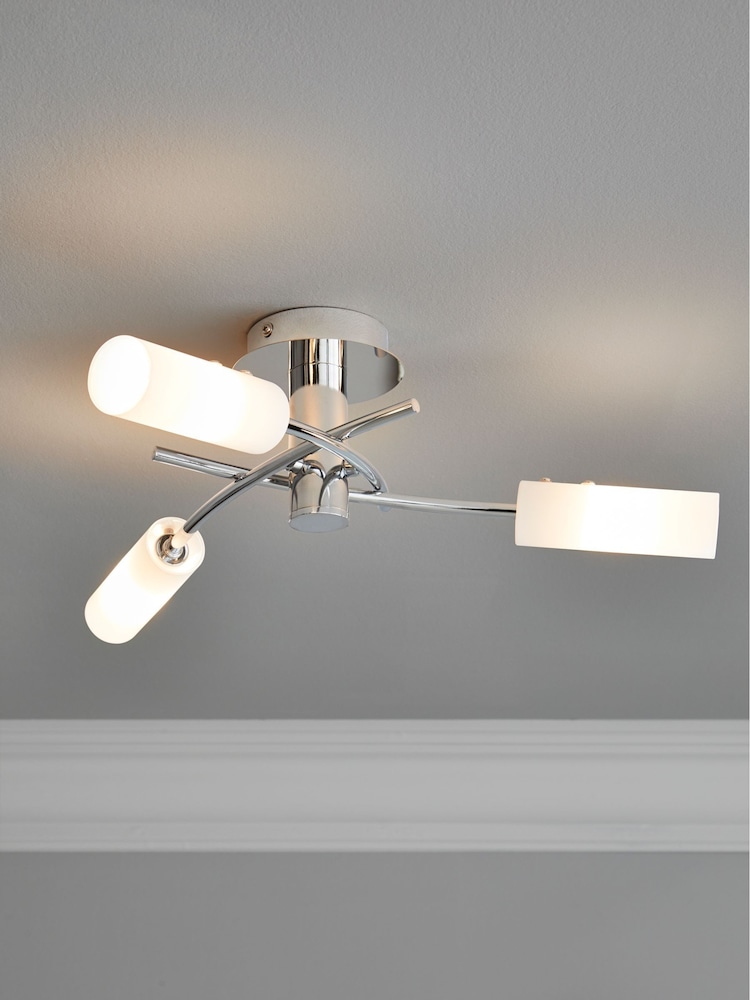 Chrome Seville 3 Light Flush Fitting Ceiling Light - Image 1 of 7