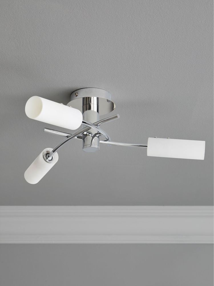 Chrome Seville 3 Light Flush Fitting Ceiling Light - Image 2 of 7
