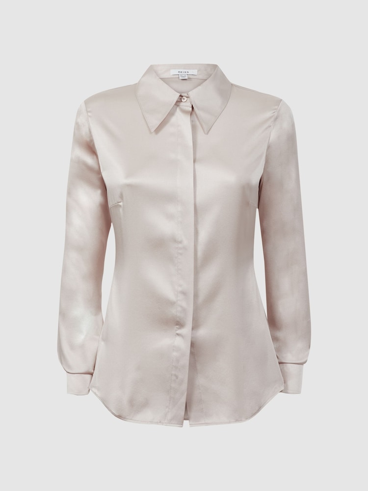 Reiss Nude Sofia Silk Shirt - Image 2 of 4