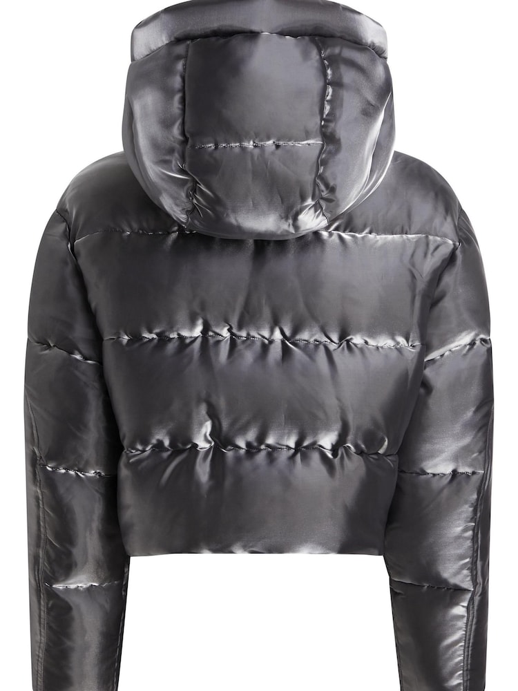 Calvin Klein Jeans Silver Liquid Metal Puffer Coat - Image 2 of 4