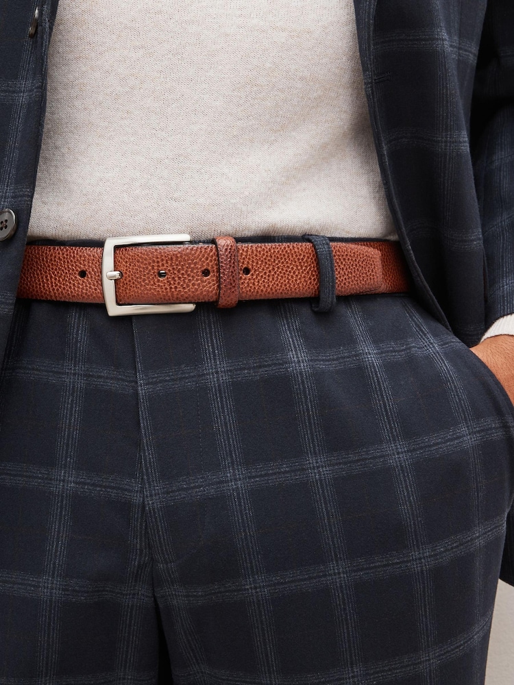 Tan Brown Grained Leather Belt - Image 1 of 4