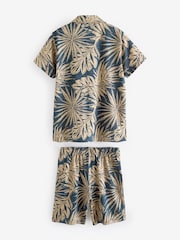 Navy/Stone Palm Tree Button Pyjamas 1 Pack (3-16yrs) - Image 5 of 7
