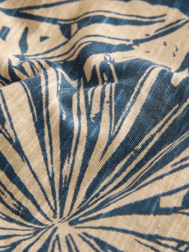 Navy/Stone Palm Tree Button Pyjamas 1 Pack (3-16yrs) - Image 7 of 7