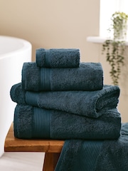 Blue Teal Dark Egyptian Cotton Towel - Image 1 of 5