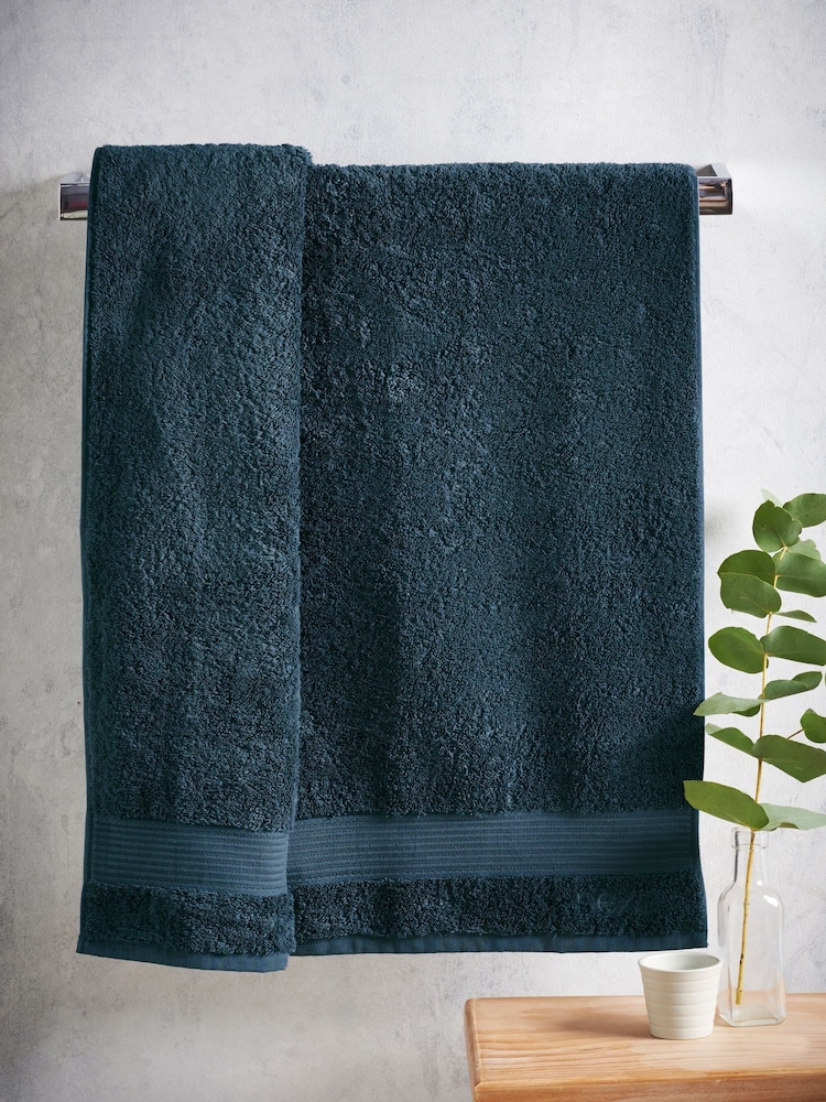 Blue Teal Dark Egyptian Cotton Towel - Image 2 of 5