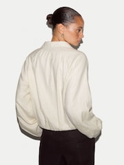 Jigsaw Cream Linen Bomber Jacket - Image 4 of 5